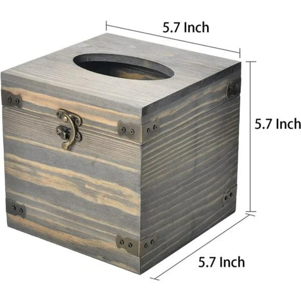 Rustic wood tissue box cover square vintage tissue holder bathroom kitchen decor